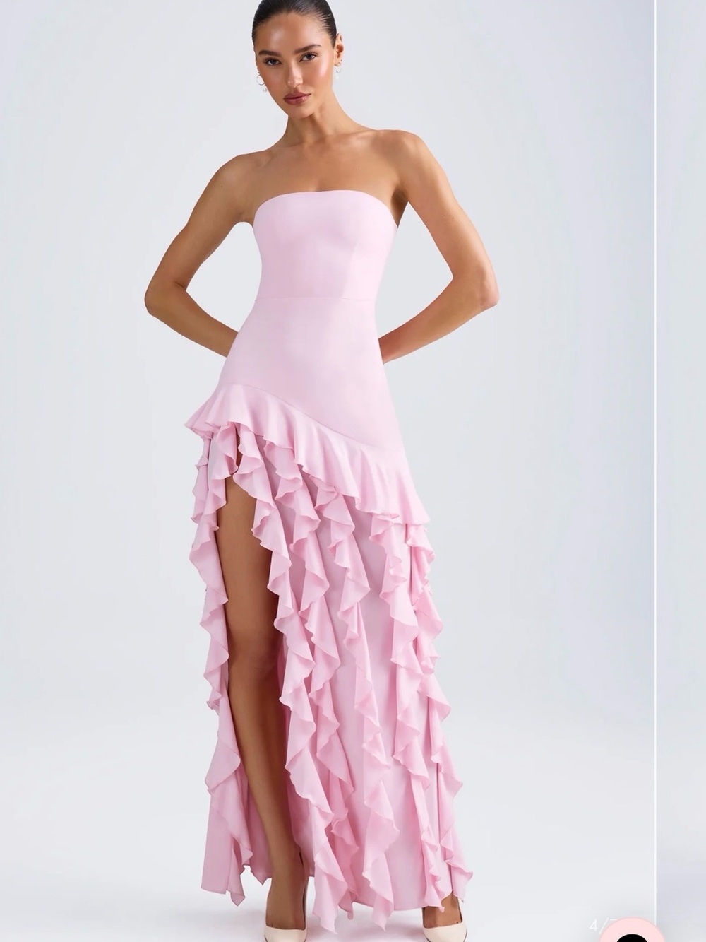 Oh Polly Blush Pink Tiered Ruffle Maxi Dress